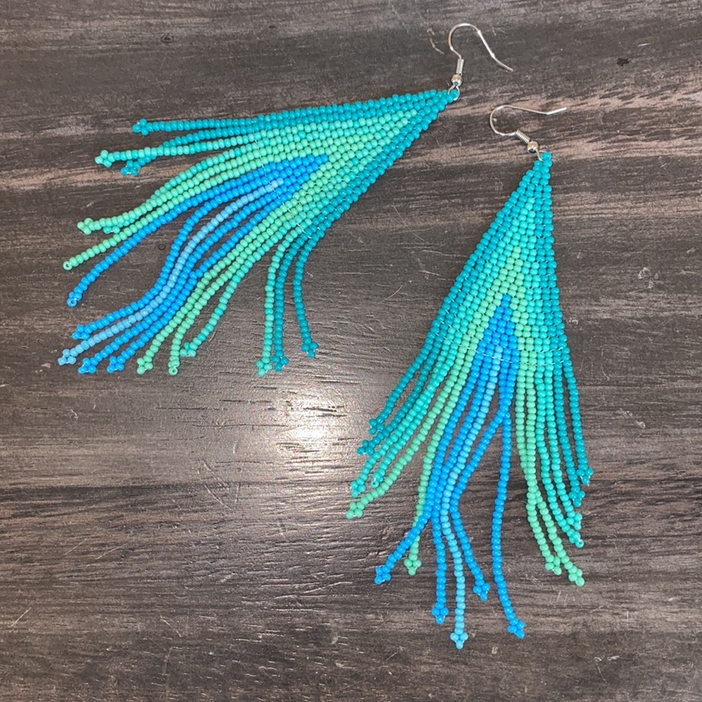 HP๐NEW Boho Stunning turquoise bead earrings - Picture 10 of 14